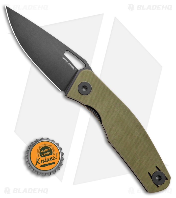 Real Steel Terra Liner Lock Knife Olive Green G-10 (3.5" Black)