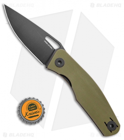 Real Steel Terra Liner Lock Knife Olive Green G-10 (3.5" Black)