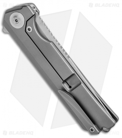 Liong Mah Design Warrior Two Frame Lock Knife Beveled Ti w/ Tritium (3.6" Satin)