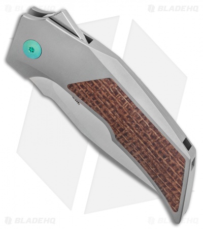 Reate Bharucha T3000 Frame Lock Brown Micarta/Ti Green Screws (3" Satin)