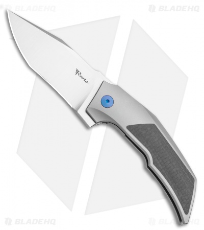 Reate Bharucha T3000 Frame Lock Carbon Fiber/Ti w/ Blue Screws (3" Satin)