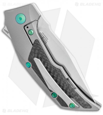 Reate Bharucha T3000 Frame Lock Carbon Fiber/Ti w/ Green Screws (3" Satin)