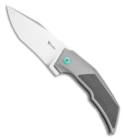 Reate Bharucha T3000 Frame Lock Carbon Fiber/Ti w/ Green Screws (3" Satin)