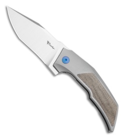 Reate Bharucha T3000 Frame Lock Green Micarta/Ti Blue Screws (3" Satin)