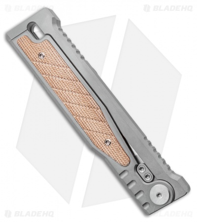 Reate EXO Drop Point Gravity Knife Titanium/Natural Micarta (3.75" Satin)