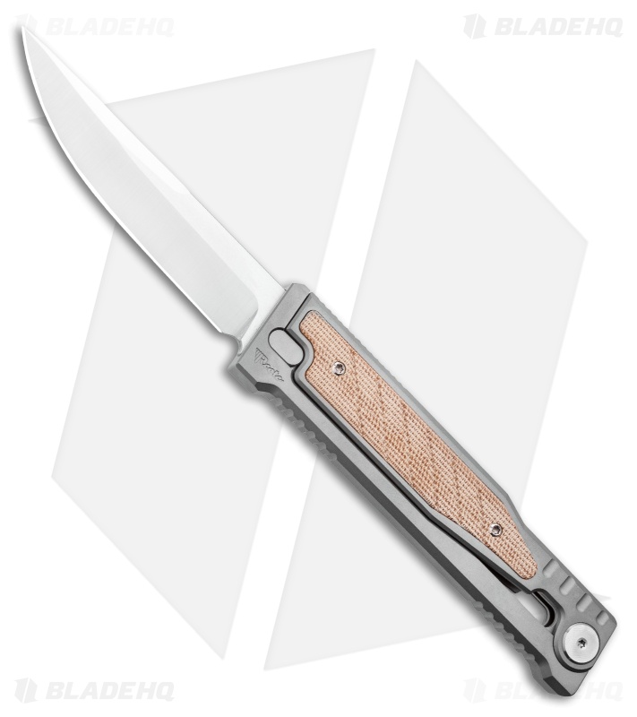 Reate EXO Drop Point Gravity Knife Titanium/Natural Micarta (3.75" Satin)