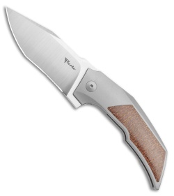 Reate Knives Bharucha T3000 Frame Lock Knife Brown Micarta/Ti (3" Satin)