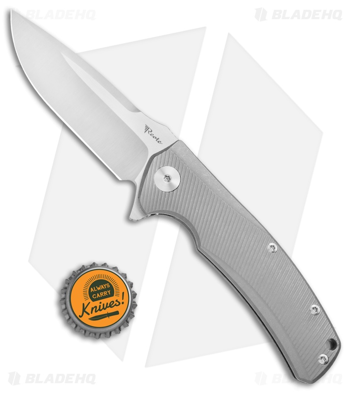 RIKA ライトグレーXS Reate Knives Mini Horizon-D Frame Lock Knife Ti (3.4