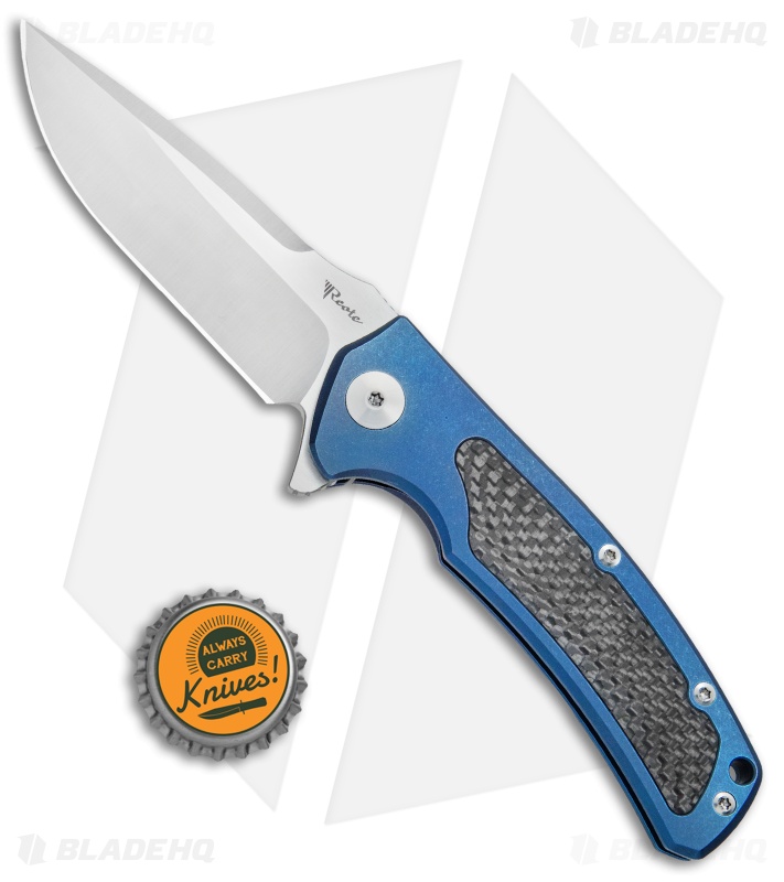 Reate Knives Mini Horizon-D Frame Lock Knife Carbon Fiber/Blue Ti