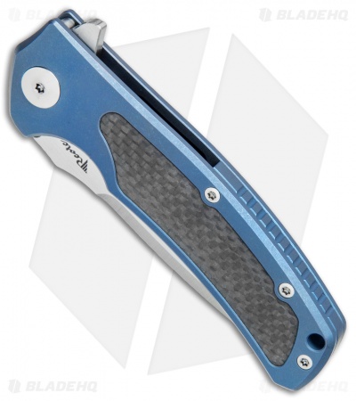 Reate Knives Mini Horizon-D Frame Lock Knife Carbon Fiber/Blue Ti (3.4" Satin)