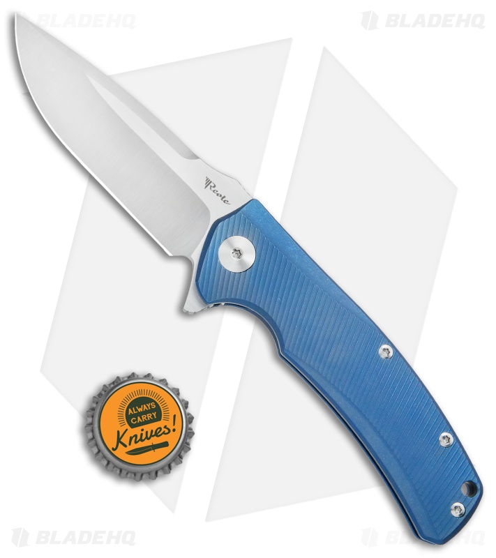 Reate Knives Mini Horizon-D Frame Lock Knife Blue Ti (3.4" Satin)