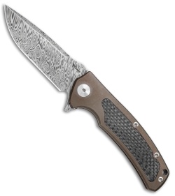 Reate Knives Mini Horizon-D Frame Lock Knife CF/Bronze Ti (3.4" Damasteel)