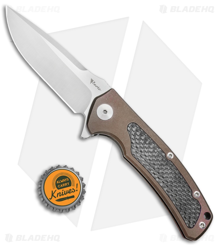 Reate Knives Mini Horizon-D Frame Lock Knife Carbon Fiber/Bronze