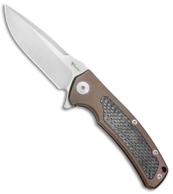 Reate Knives Mini Horizon-D Frame Lock Knife Carbon Fiber/Bronze Ti (3.4" Satin)