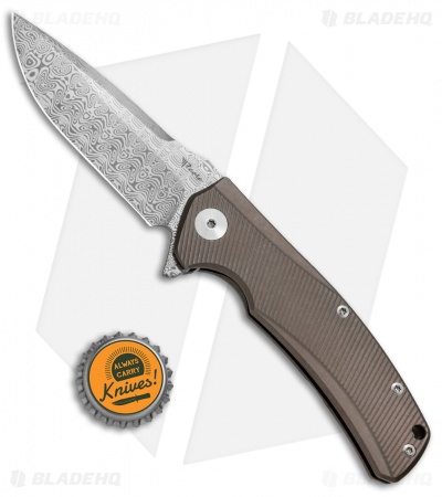 Reate Knives Mini Horizon-D Frame Lock Knife Bronze Ti (3.4" Damasteel)