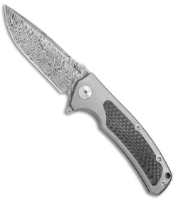 Reate Knives Mini Horizon-D Frame Lock Knife Carbon Fiber/Ti (3.4" Damasteel)