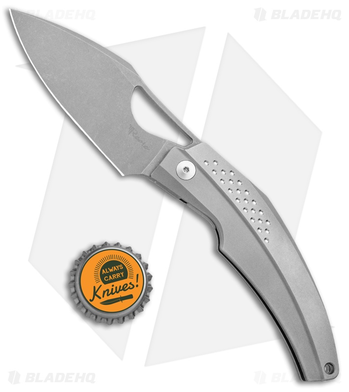 Reate Tashi Bharucha Baby Machine Frame Lock Knife Blasted Ti (3.25" Stonewash)