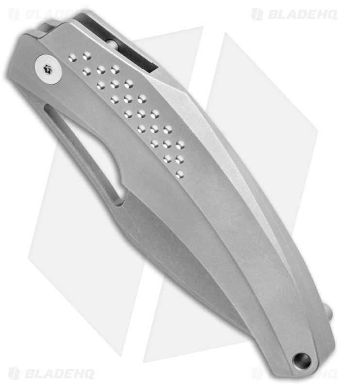 Reate Tashi Bharucha Baby Machine Frame Lock Knife Blasted Ti (3.25" Stonewash)