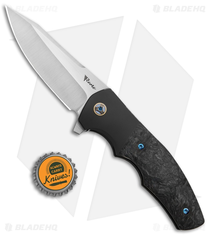 Reate Kirby Lambert Crossroads Liner Lock Knife Black Ti/Marble CF (3.54" Satin)