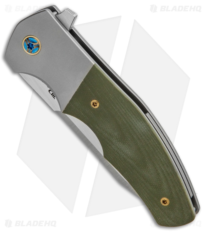 Reate Kirby Lambert Crossroads Liner Lock Knife Gray Ti/Green G-10 (3.54" Satin)