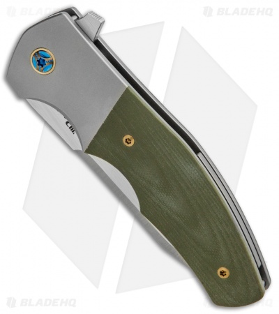 Reate Kirby Lambert Crossroads Liner Lock Knife Gray Ti/Green G-10 (3.54" Satin)