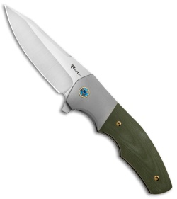 Reate Kirby Lambert Crossroads Liner Lock Knife Gray Ti/Green G-10 (3.54" Satin)