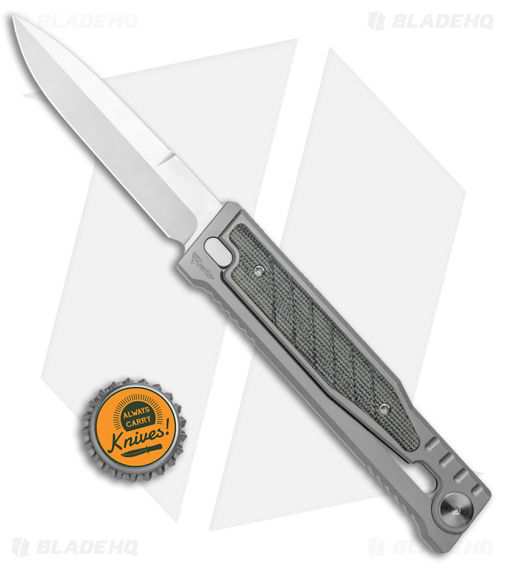 Reate EXO Double Edge Gravity Knife Titanium/Black Micarta (3.75" Satin)