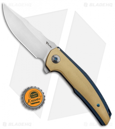 Reate J.A.C.K. Integral Knife Blue Titanium/Brass (3.94" Satin)