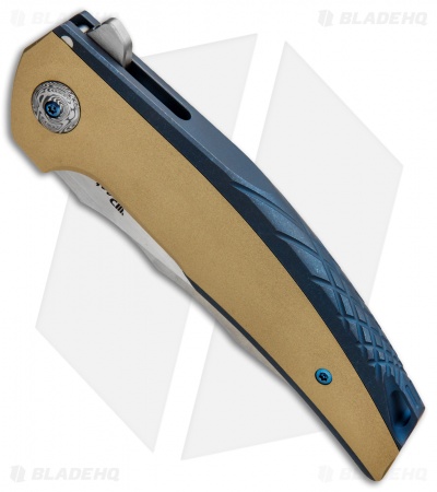 Reate J.A.C.K. Integral Knife Blue Titanium/Brass (3.94" Satin)