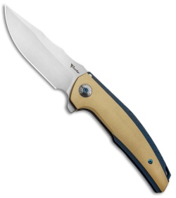 Reate J.A.C.K. Integral Knife Blue Titanium/Brass (3.94" Satin)