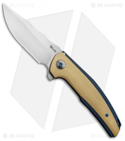 Reate J.A.C.K. Integral Knife Blue Titanium/Brass (3.94" Satin)