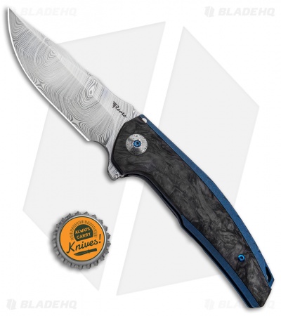 Reate J.A.C.K. Integral Knife Blue Ti/Marble Carbon Fiber (3.94" Damasteel)