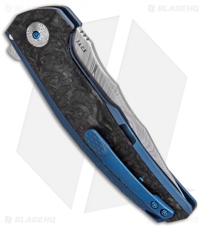 Reate J.A.C.K. Integral Knife Blue Ti/Marble Carbon Fiber (3.94" Damasteel)