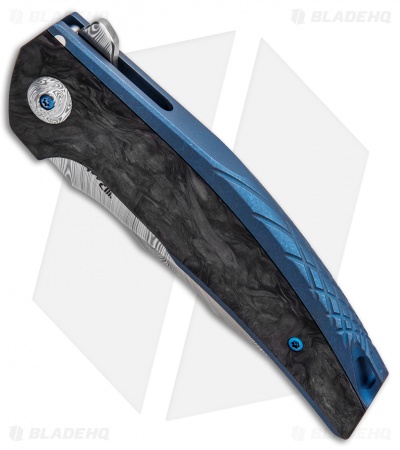 Reate J.A.C.K. Integral Knife Blue Ti/Marble Carbon Fiber (3.94" Damasteel)