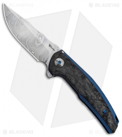 Reate J.A.C.K. Integral Knife Blue Ti/Marble Carbon Fiber (3.94" Damasteel)