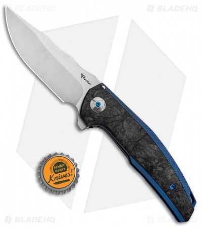 Reate J.A.C.K. Integral Knife Blue Titanium/Marble Carbon Fiber (3.94" Satin)