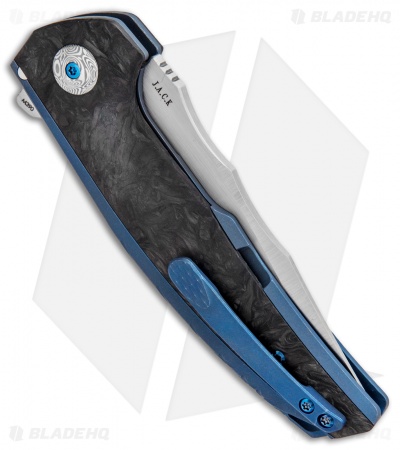 Reate J.A.C.K. Integral Knife Blue Titanium/Marble Carbon Fiber (3.94" Satin)