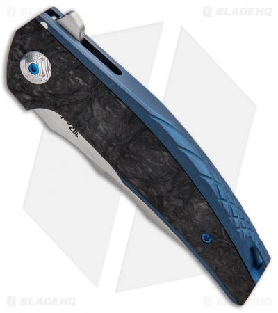 Reate J.A.C.K. Integral Knife Blue Titanium/Marble Carbon Fiber (3.94" Satin)