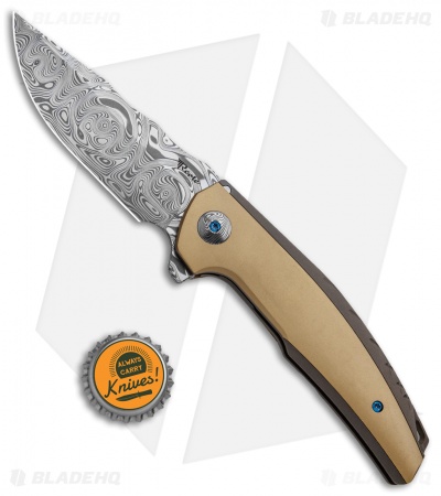 Reate J.A.C.K. Integral Knife Bronze Titanium/Brass (3.94" Damasteel)