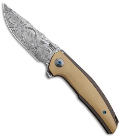 Reate J.A.C.K. Integral Knife Bronze Titanium/Brass (3.94" Damasteel)