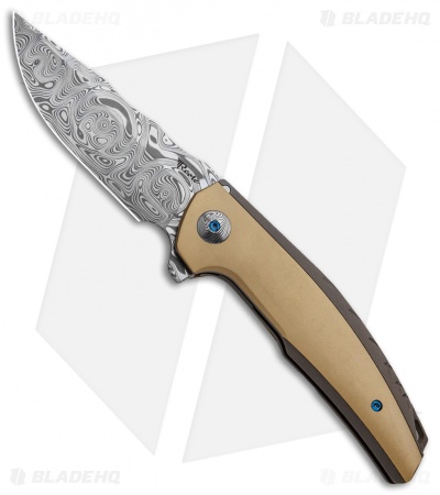 Reate J.A.C.K. Integral Knife Bronze Titanium/Brass (3.94" Damasteel)