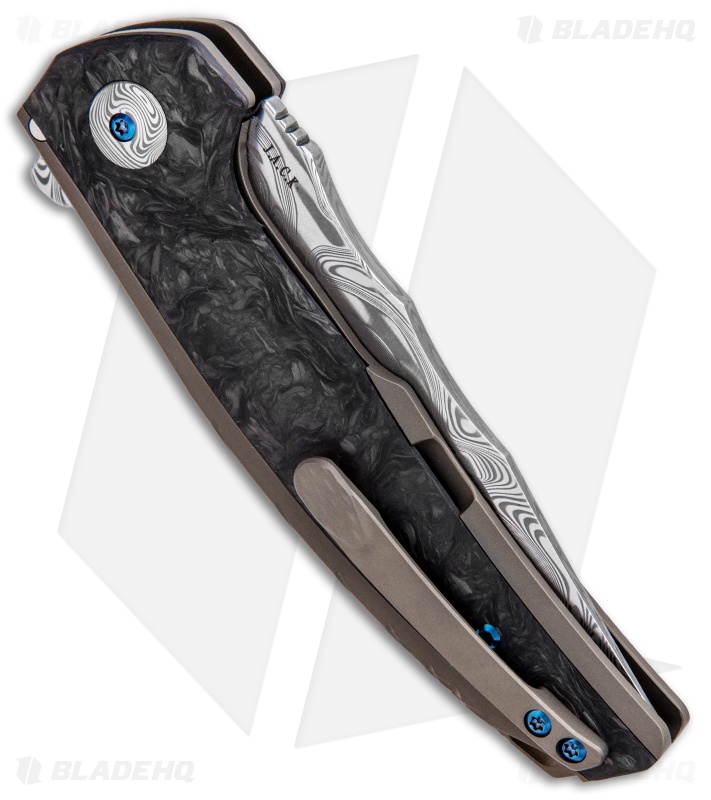 Reate J.A.C.K. Integral Knife Bronze Ti/Marble Carbon Fiber (3.94" Damasteel)