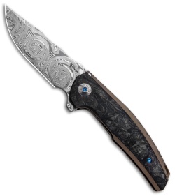 Reate J.A.C.K. Integral Knife Bronze Ti/Marble Carbon Fiber (3.94" Damasteel)