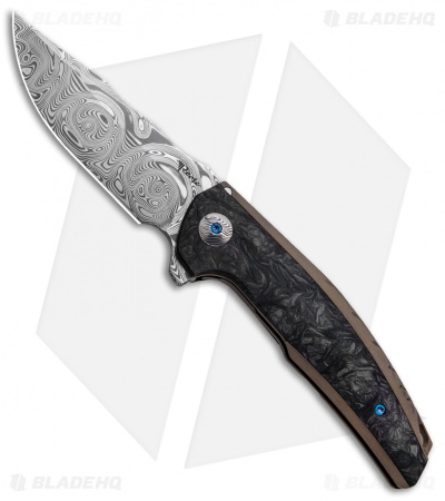 Reate J.A.C.K. Integral Knife Bronze Ti/Marble Carbon Fiber (3.94" Damasteel)