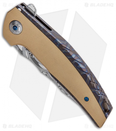 Reate J.A.C.K. Integral Knife Flame Titanium/Brass (3.94" Damasteel)