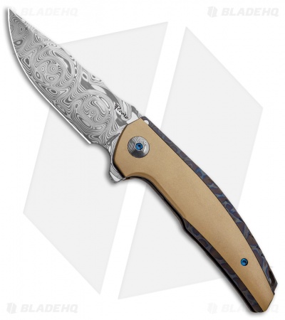 Reate J.A.C.K. Integral Knife Flame Titanium/Brass (3.94" Damasteel)