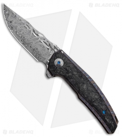 Reate J.A.C.K. Integral Knife Flame Ti/Marble Carbon Fiber (3.94" Damasteel)