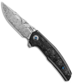 Reate J.A.C.K. Integral Knife Gray Ti/Marble Carbon Fiber (3.94" Damasteel)