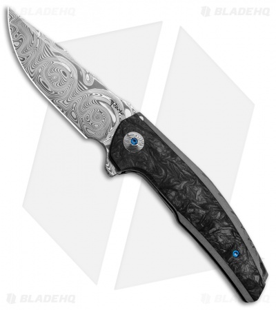 Reate J.A.C.K. Integral Knife Gray Ti/Marble Carbon Fiber (3.94" Damasteel)