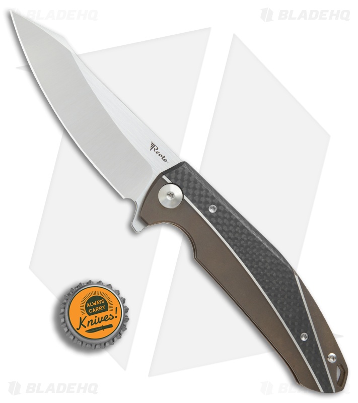Reate K-1 Frame Lock Flipper Knife Carbon Fiber/Bronze Ti (3.8